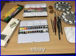 Sennelier Watercolor Metal Tin Set, + Winsor & Newton Assorted Colors