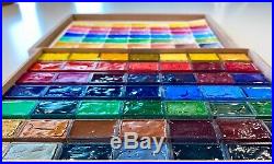 Sennelier Watercolor Set. 98 Full Pan Lot in Wood Boxes Complete Color Range