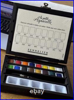Sennelier l'Aquarelle French Artists' Watercolor in Wooden Box & Water brush