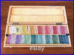 Set of 185 Vintage Yarka Artist's Medium-Soft Pastels in the 2-tray Wooden Box