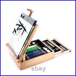 Sketch Draw Box Easel Art Set 152 pcs Foldable Pencils Sticks Pastels Eraser Pad
