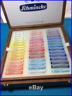 Soft pastel Schmincke 90 color wood box set unused near perfect