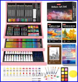 Soucolor Art Supplies, 192-Pack Deluxe Art Set Drawing Painting Supplies Kit wit