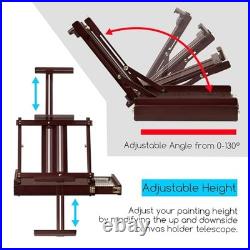 Studio Sketchbox Table Easel with Metal Lined Drawer Adjustable Deep Walnut