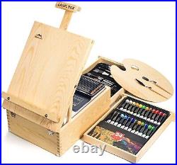 Tabletop Easel Box Painting Set, 55 Pieces Acrylic Painting Set