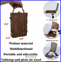 Tabletop Easel Box with Watercolor Palette Empty, Portable Travel Easel for