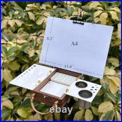 Tabletop Easel Box with Watercolor Palette Empty, Portable Travel Easel for