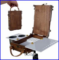 Tabletop Easel Box with Watercolor Palette Empty, Portable Travel Easel for Pain