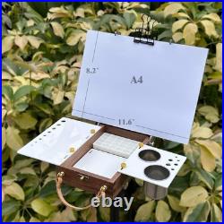 Tabletop Easel Box with Watercolor Palette Empty, Portable Travel Easel for Pain