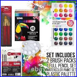 US Art Supply 136-Piece Deluxe Watercolor Set