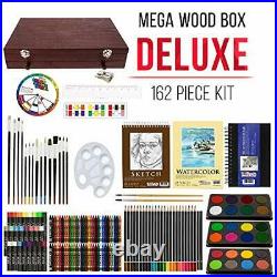 US Art Supply 162 Piece-Deluxe Mega Wood Box Art Painting & Drawing Set that