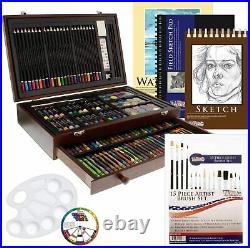 US Art Supply 162 Piece-Deluxe Mega Wood Box Art, Painting and Drawing Set That