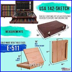 US Art Supply 163 Piece-Premium Mega Wood Box Art Painting & Drawing Set that