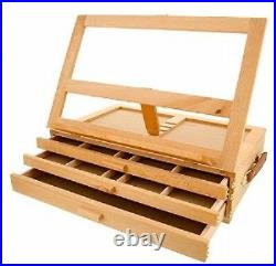 US Art Supply GRAND SOLANA 3-Drawer Adjustable Wooden Storage Box With Fold