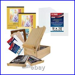 U. S. Art Supply 109 Piece Wood Box Easel Painting Set Oil, Acrylic, Waterco U. S. Art Supply 109 Piece Wood Box Easel Painting Set Oil, Acrylic, Waterco