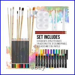 U. S. Art Supply 109 Piece Wood Box Easel Painting Set Oil, Acrylic, Waterco U. S. Art Supply 109 Piece Wood Box Easel Painting Set Oil, Acrylic, Waterco