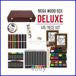 U. S. Art Supply 143 Piece-Mega Wood Box Art, Painting & Drawing Set with Colo
