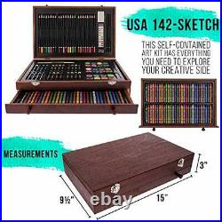 U. S. Art Supply 145-Piece Mega Wood Box Art Painting and Drawing Set