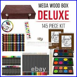 U. S. Art Supply 145-Piece Mega Wood Box Art Painting and Drawing Set in Stora