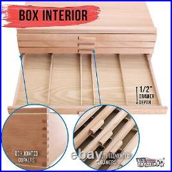 U. S. Art Supply 4 Drawer Wood Artist Supply Storage Box Pastels, Pencils, P