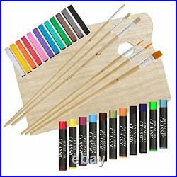 U. S. Art Supply 62-Piece Artist Painting Set with Wood Box Easel and 12 Acrylic