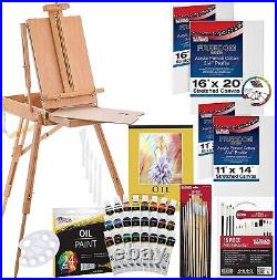 U. S. Art Supply 63-Piece Artist Oil Painting Set with Coronado French Style Box