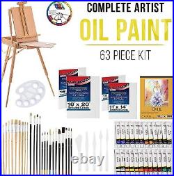 U. S. Art Supply 63-Piece Artist Oil Painting Set with Coronado French Style Box