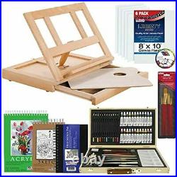 U. S. Art Supply 68-Piece Artist Painting and Drawing Set with Wooden Table Easel