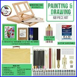 U. S. Art Supply 68-Piece Artist Painting and Drawing Set with Wooden Table Easel