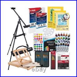 U. S. Art Supply 70-Piece Artist Watercolor Painting Set with Aluminum Field E