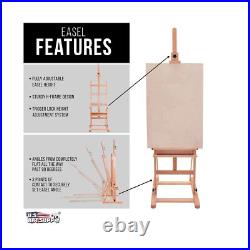 U. S. Art Supply Medium Wooden H-Frame Studio Easel with Artist Storage Tray