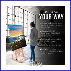 U. S. Art Supply Medium Wooden H-Frame Studio Easel with Artist Storage Tray