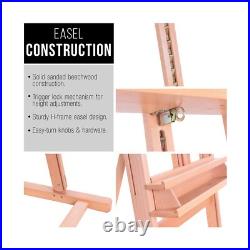 U. S. Art Supply Medium Wooden H-Frame Studio Easel with Artist Storage Tray