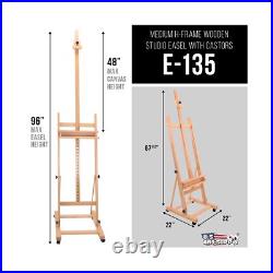U. S. Art Supply Medium Wooden H-Frame Studio Easel with Artist Storage Tray a