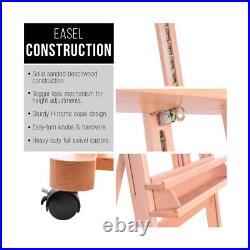 U. S. Art Supply Medium Wooden H-Frame Studio Easel with Artist Storage Tray a