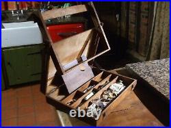 VINTAGE ARTISTS PAINT BOX with EASEL plus pallet and oil paints as shown
