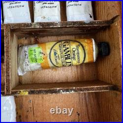 VINTAGE GRUMBACHER WOODEN ARTIST BOX with Paint and Brushes