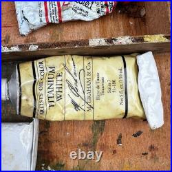 VINTAGE GRUMBACHER WOODEN ARTIST BOX with Paint and Brushes