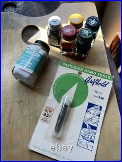 VINTAGE GRUMBACHER WOODEN ARTIST PAINT PALETTE TRAVEL CASE with Paint Kit Set