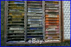 VINTAGE SET 90 asst. Soft Pastels M GRUMBACHER Wood Box Edgar Degas Set