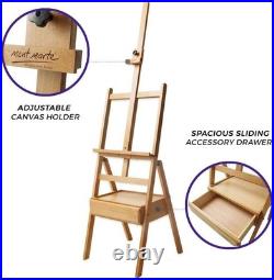 Versatile Beech Wood Art Easel with Drawer Accommodates Canvases Up to 35.4in