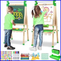 Versatile Kids Art Easel Magnetic Green Chalkboard & Accessories for Ages 2-12