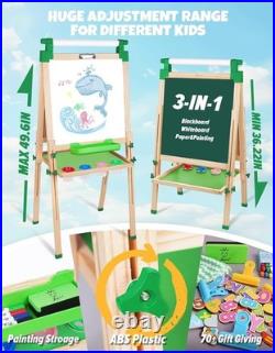 Versatile Kids Art Easel Magnetic Green Chalkboard & Accessories for Ages 2-12