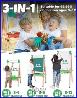 Versatile Kids Art Easel Magnetic Green Chalkboard & Accessories for Ages 2-12