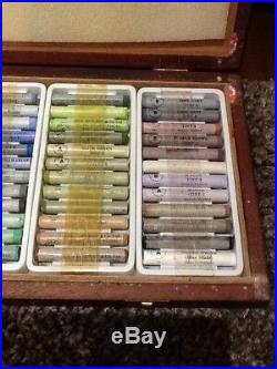 Vintage 72 Rowney Artist grade soft pastels in original wood box Unused