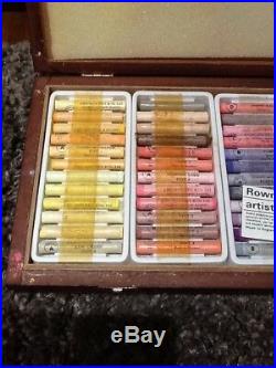 Vintage 72 Rowney Artist grade soft pastels in original wood box Unused