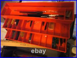 Vintage ARTIST TOTE TOOL BOX & CONTENTS BRUSHES PAINTS PALETTE KNIFE MORE READ