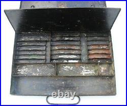 Vintage Antique WINDSOR & NEWTON Artists Oil Paint Box Tin Black Japanned Metal