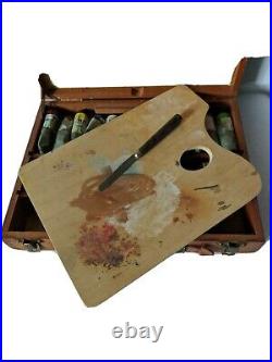 Vintage Artist's Oil Paint Case Weber Malfa Junior Plein Air Wooden Box Travel