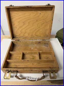 Vintage Artist's Portable Paint and Palette Wooden Storage Box Table Top Easel